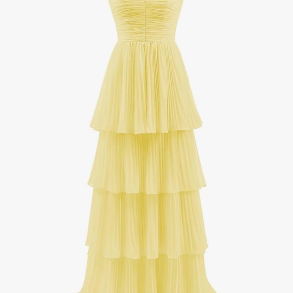 Elegant Yellow Tiered Maxi Dress